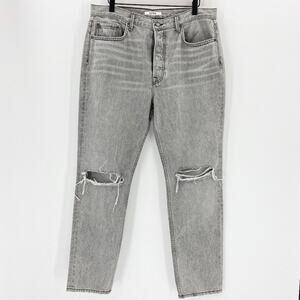 New GRLFRND Karolina High Waist Size 32 Grey Skinny Distressed Grunge Jeans